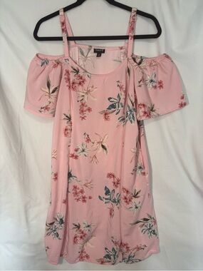 Torrid Light Pink Floral Cold-Shoulder dress pockets
